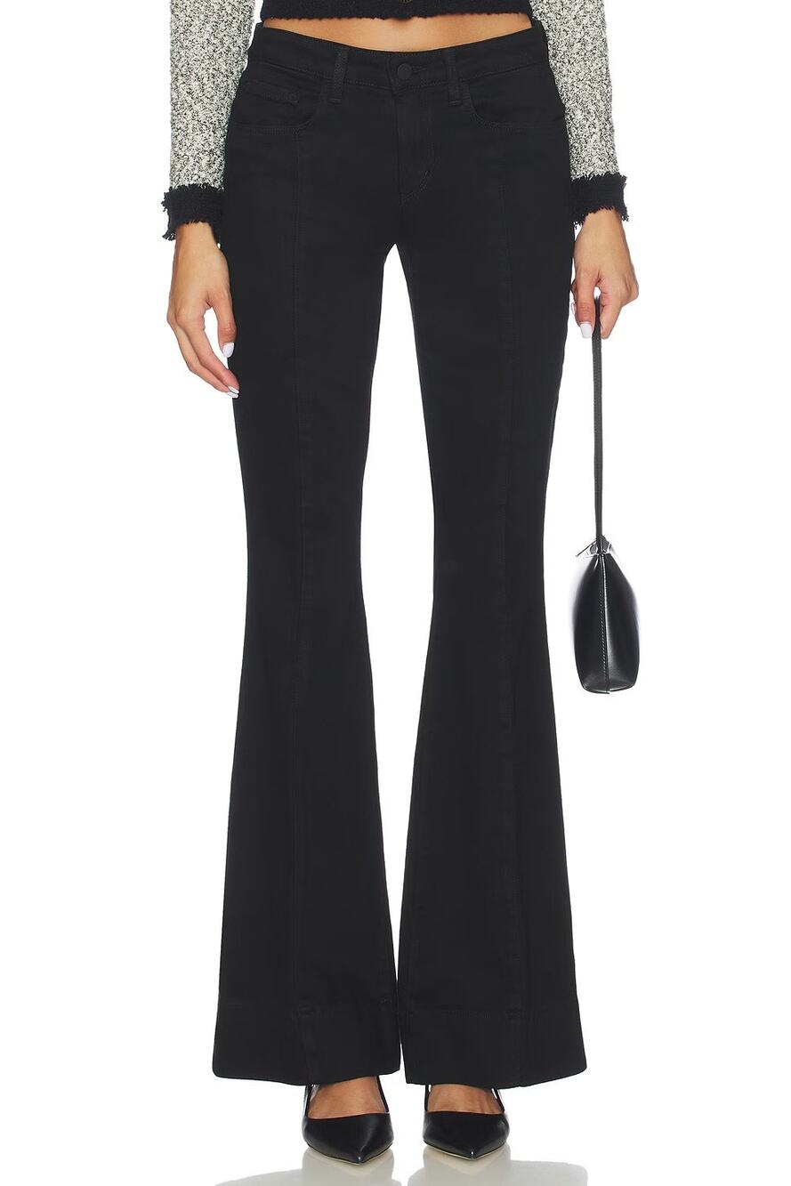 L'Agence Lenora Low Rise Flare Jean in Black 31 NWT Minimalist Quiet Luxury